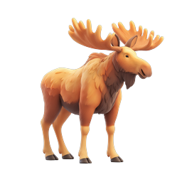 Cute Cartoon Moose Character 3D Icon