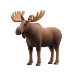 Cute Cartoon Moose Icon - 3D Clay Wildlife Illustration