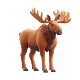 Cute Cartoon Moose 3D Icon - Wildlife Animal