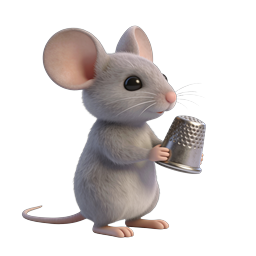 Adorable Cartoon Mouse Holding Thimble - 3D Icon