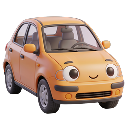 Cartoon Orange Car Icon - Cute 3D Illustrated Vehicle