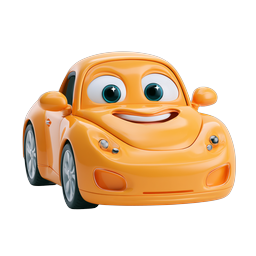 Cartoon Orange Car Icon - 3D Pixar Style Character
