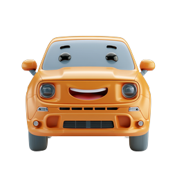 Cute Cartoon Orange Car Character Icon | 3D Clay Style