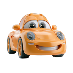 Cartoon Orange Sports Car Character Icon | 3D Rendered