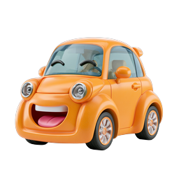 Cute Cartoon Orange Car Character Icon | 3D Rendered