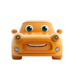 Icona personaggio auto arancione cartoon carina - 3D Animata