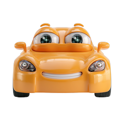 Cute Cartoon Orange Sports Car Icon - 3D Rendered
