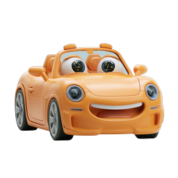 Cute Cartoon Orange Car Icon | 3D Animated Vehicle