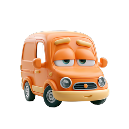 Cartoon Orange Van Character Icon - 3D Rendered Transport