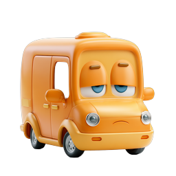Cute Cartoon Orange Van 3D Icon - Clay Style