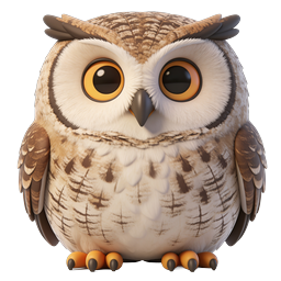 Adorable 3D Cartoon Owl Character Icon