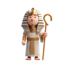 Süßes Cartoon-Pharao-Charakter-Icon - 3D-Knetstil
