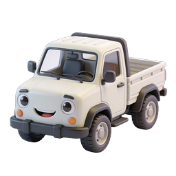 Cute Cartoon Pickup Truck 3D Icon | Friendly Vehicle Design