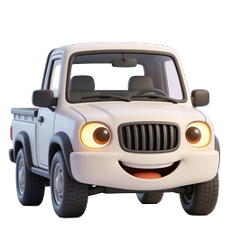 Cute Cartoon Pickup Truck 3D Icon - Friendly Vehicle Design