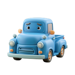 Cute Cartoon Pickup Truck Icon - 3D Character Design