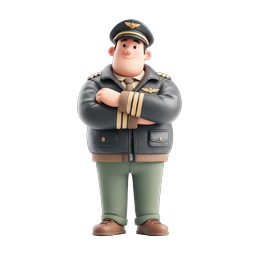Cartoon Pilot Character - 3D Aviator Icon