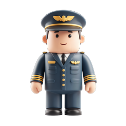 Ícone de Personagem Piloto de Desenho Animado 3D Fofo - Aviação