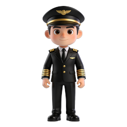 Icono de piloto de dibujos animados - personaje capitán para aviación 3D