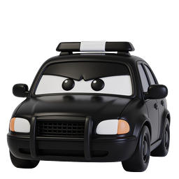 Cartoon Police Car Icon - 3D Rendered Character