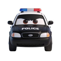 Cartoon Police Car Character - 3D Animated Icon