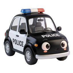 Cartoon Police Car Icon - Cute 3D Render