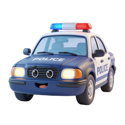 Cartoon Police Car Icon - 3D Clay Style