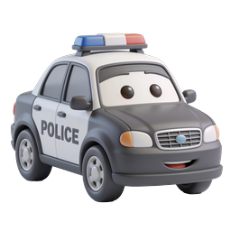 Cartoon Police Car Icon - 3D Pixar Style