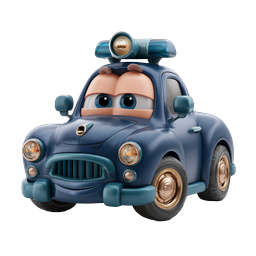 Cute Cartoon Police Car Character 3D Icon