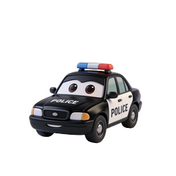 Icône de voiture de police dessin animé - Véhicule d'urgence en 3D