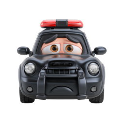 Cute Cartoon Police Car Character 3D Icon