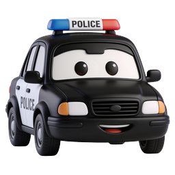 Cute Cartoon Police Car Icon | 3D Rendered