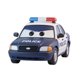 Cartoon Police Car Icon - 3D Pixar Style Vehicle