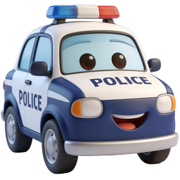 Cartoon Police Car Icon - 3D Rendered Animated Vehicle
