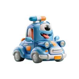 Cute Cartoon Police Car 3D Character Icon
