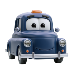 Cartoon Police Car Character Icon - 3D Rendered