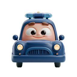 Cute Cartoon Police Car Icon - 3D Clay Style