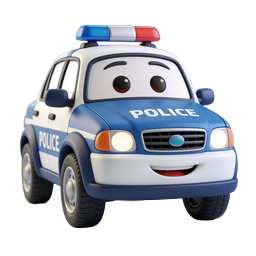 Cartoon Police Car Icon - 3D Animated Vehicle
