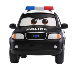 Cartoon Police Car Icon - 3D Rendered Friendly Vehicle