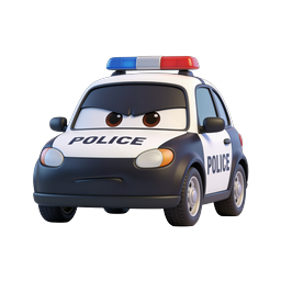 Cartoon Police Car Icon | 3D Rendered Patrol Vehicle