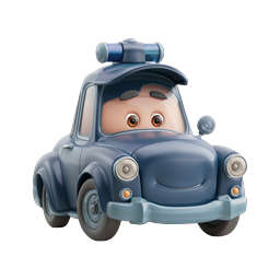 Charming Cartoon Police Car Icon for Kids' Designs
