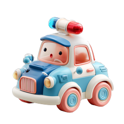 Cute Cartoon Police Car Toy 3D Icon
