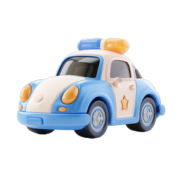 Cute Cartoon Police Car 3D Clay Icon