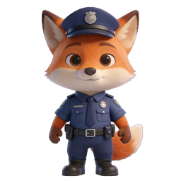Friendly Cartoon Police Fox Icon for Kids and Safety Apps