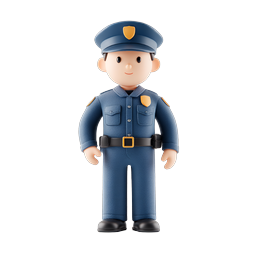 Cute Cartoon Police Officer Clay Style 3D Icon