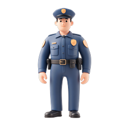 Friendly Cartoon Police Officer 3D Character Icon