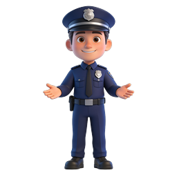 Cartoon Police Officer 3D Character Icon