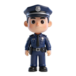 Friendly Cartoon Police Officer 3D Character Icon