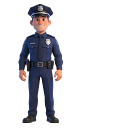 Friendly Cartoon Police Officer 3D Character Icon