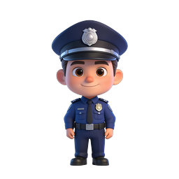 Cartoon Police Officer 3D Character Icon