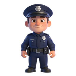 Cartoon Police Officer 3D Character Icon